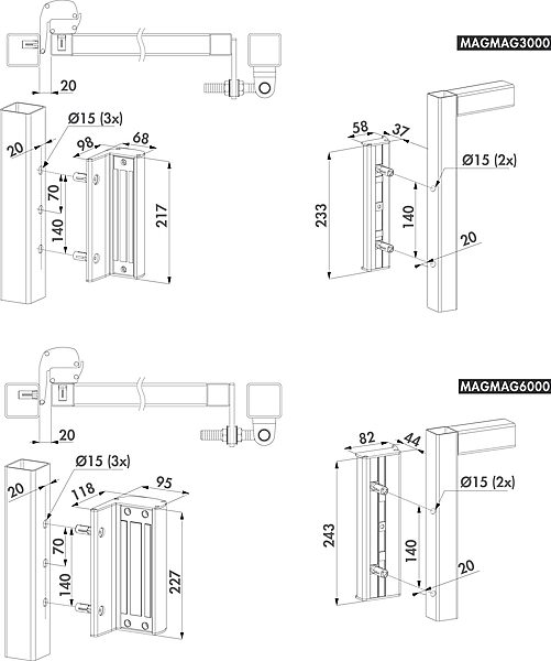 Locinox Magneetslot opbouw voor draaipoorten - Zwart