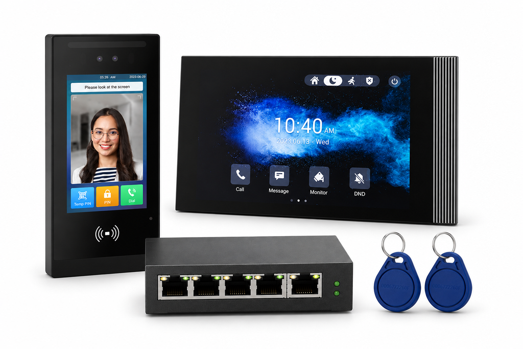 VISION PRO | Complete Video-intercomkit | 7" Touchscreen I Codeklavier | QR-code- & badgelezer | Gezichtsherkenning  
