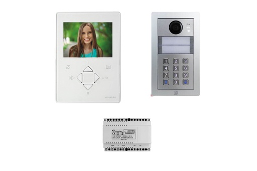 [KIT1252PDABW] KIT VIDEO AVEC CLAVIER A CODE-BLANC-MAINS LIBRES-COULEUR-ZHE